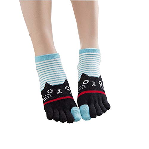 ファイブフィンガーソックスソックスコットンファッションスプリットトゥソックスヨガソックス,青,ワンサイズ Taodeli