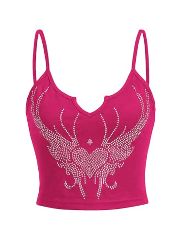 SOLY HUX Women's Y2k Gothic Lace Trim Cami Crop Top