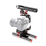 COOCHEER Aluminum Alloy Camera Cage,DSLR Rig Handle Video Stabilizer Cage Kit Film Movie Making for All ILDC and DSLR Sony NEX -5T Canon Nikon with Handle Grip to Mount Microphone Monitor LED Flash