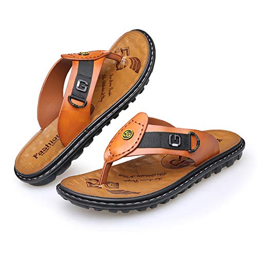 Tongs en cuir homme sandales clip et pantoufles été décontractées
