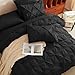 HIMEET Queen Comforter Set 7 Pieces Bed in A Bag Black Luxury Soft Queen Size Bed Set Pintuck Pinch Pleat Bedding Sets with Comforter, Flat Sheet, Fitted Sheet and Pillowcases & Shams