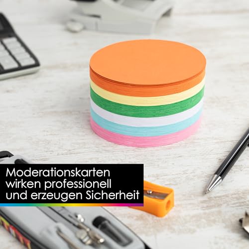 OfficeTree 250x Moderationskarten Rund 10cm - Metaplankarten Rund 6 Farben - Moderationskarten Set Bunt - Lehrerbedarf für Präsentation und Vortrag