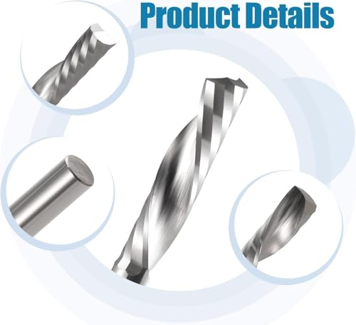 CNC Fräser Spiralnutfräser,Fräser 3.175mm (1/8) Schaft,1,0 mm CED 4 mm CEL 1 Flute Single Flute Downcut Spiral End Fräser CNC Router Bit für Acryl, PVC, MDF, Aluminium, 5 Stück