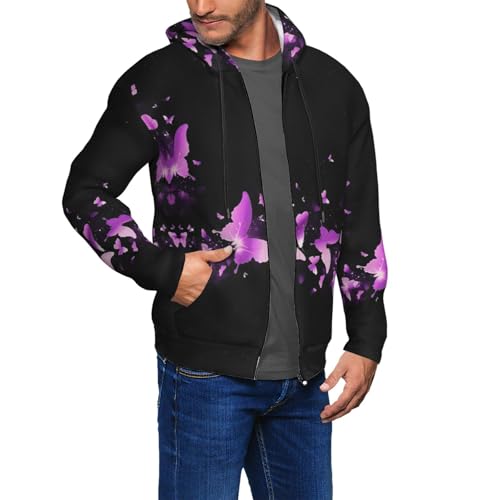 Sweat à capuche violet zippé imprimé papillon EdWal homme - 6