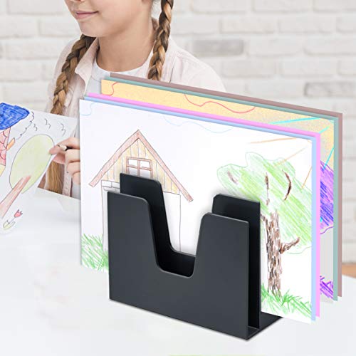 Organiseur de bureau noir à 5 compartiments inclinés pour courrier - 5