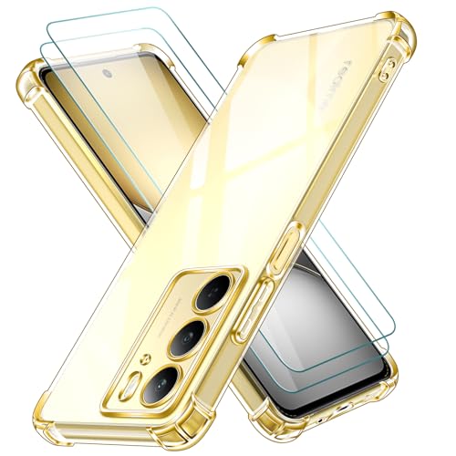 ivoler 3 in 1 Funda para Realme C75 con 2 Piezas Cristal Templado, Transparente Carcasa Protectora Antigolpes Case, Suave TPU Silicona Anti-Choques Caso