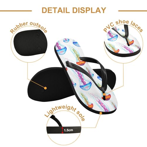 Jellyfish White Flip Flops for Beach Thong Sandals Anti-slip Lightweight Beach Shoes for Summer Swim Travel3