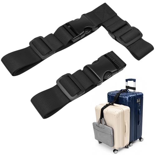 YEWANG 2 Pack Luggage Straps for Suitcases, Adjustable Luggage Straps