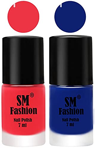 Image of Long Lasting Nail Polish | Nail Paint Combo 7 ml Each) - Set of 2 Rose Pink-Blue