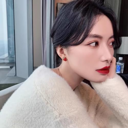 Cute Strawberry Stud Earrings Fruits Small Stud Earrings Red Enamel Lifelike Strawberry Earrings Summer Birthday Jewelry Gifts for Girls2