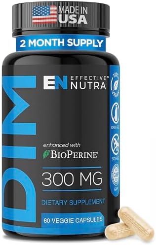 Effective Nutra Dim Supplement 300mg with BioPerine – Extra Strength Estrogen Blocker for Men & Women – Hormone & Metabolism Support – 2 Month Supply