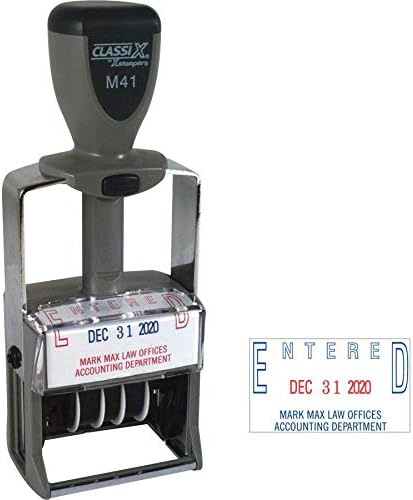 Xstamper M42 - Classix Self-Inking Steel Dater Stamp, Custom Dater Stamp, Self Inking Stamp, Dater Stamp,Message Stamp 1" x 2-1/4"