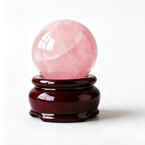 NIBHZ Natural Pink Crystal Ball Rose Quartz Sphere Polished Fortune Telling Ball Decorative Sphere Healing Crystal Ball Stone Craft Home,80mm