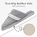 Womens Slippers with Cozy Memory Foam Soft Warm Slip On House Shoes Anti-Skid Rubber Sole Creative Gifts for Women Mom Size 7 8 Light Grey