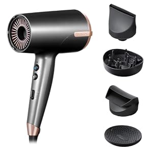 Remington ONE Dry and Style Hair Dryer (Salon Performance, 4 Attachments – Precision Styling (2 Diffusers, Flyaway, Slim Concentrator) – Compact, Dual Ionic System, 8 Heat Speed Settings, 2000W) D6077