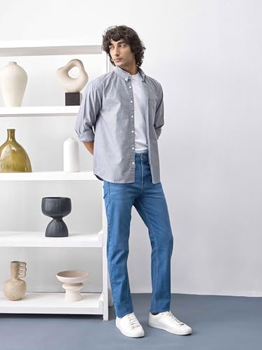 Image of UNSTD Men Solid Cotton Oxford Shirt Full Sleeves | Regular Fit Premium Shirt for Men | Office & Casual Wear