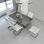 Black Table + 6 White Chairs (Silver Leg)