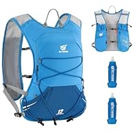 SKYSPER Laufweste für Damen Herren, 12L Laufrucksack Trinkweste Laufen mit 2 Trinkflaschen 500ml Running Vest für Joggen Marathon Trailrunning
