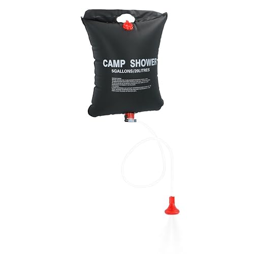 URBNLIVING 20L Solar Heated Outdoor Water Camp Shower Portable Sun-Powered with Showerhead & Hose Perfect for Camping, Hiking, Outdoor Adventures Easy to Use Compact Design