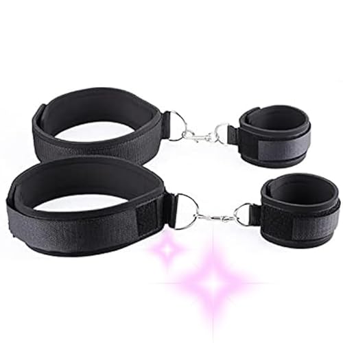 WreGmgg Accessori Erotici Bracciale Morbido Adesivo in Nylon Nero E Cinturino alla Caviglia Multifunzionale Regolabile, Regalo per Coppia - D11