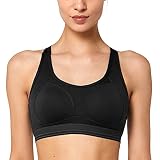 Yvette Sport BH Damen Verstellbar, Starker Halt große Brüste, Lauf Joggen Bra, Schwarz, L