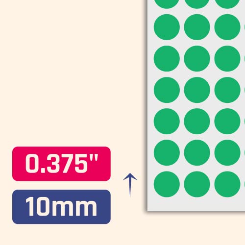 Image of 3000 Pack, 0.375 inch Round Color Coding Circle Dot Sticker Labels - Green