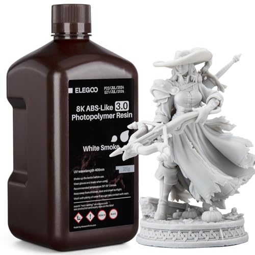 ELEGOO ABS-Like 8K 3D Printer Resin 3.0, 405nm Photopolymer Resin for Mars Saturn Jupiter MSLA DLP LCD 3D Printing with Strength and Toughness, High Precision, Low Viscosity, White Smoke 2000g