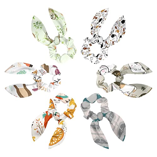 Lot de 6 chouchous en satin à nœud oreilles de lapin, coffret cadeau idéal pour fille et femme