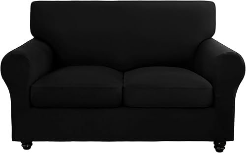 SearchI Funda elástica para sofá, funda de sofá de 3 piezas con 2 fundas de cojín separadas, protector de muebles lavable para sala de estar (sofá