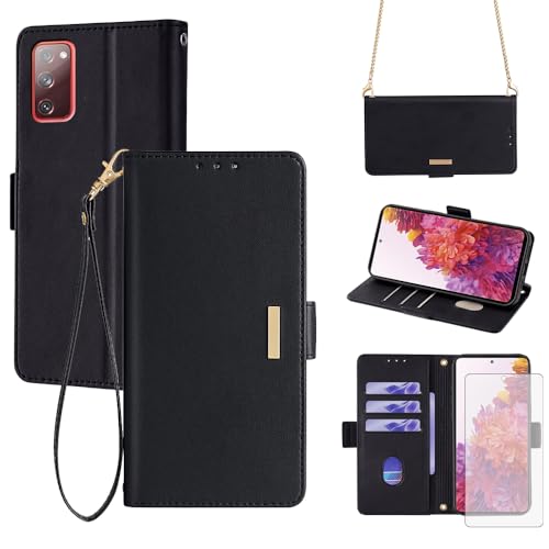 Protection Samsung S20FE 5G étui portefeuille cuir clapet antichoc verre trempé inclus S20 FE