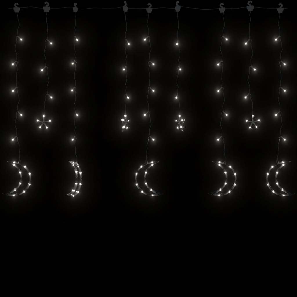 Guirlande lumineuse étoile lune 138 LED blanc froid avec télécommande, câble 3 m, décoration Noël fête intérieur extérieur ambiance lumineuse