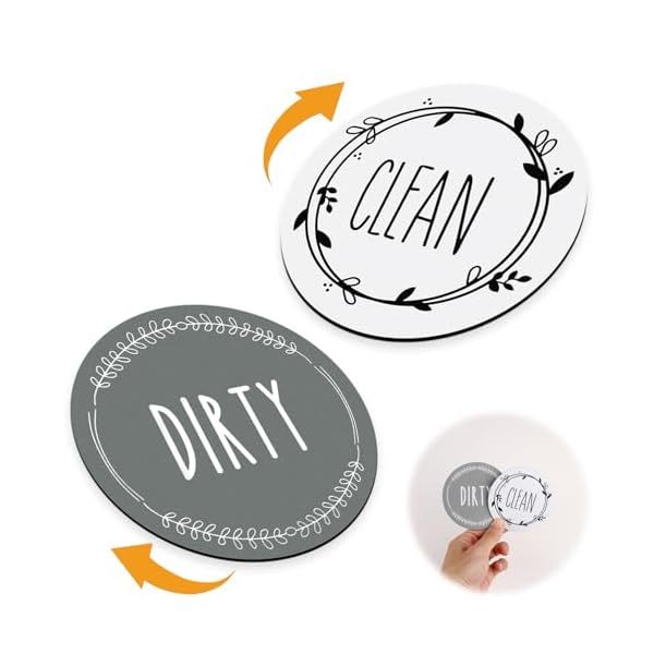 FlyCoco 2 PACK Dishwasher Magnet Clean Dirty Sign, Double Sided Dirty/Clean Magnetic Sign Mark for Home Office Metal Dish-Washing Machine Washing Machine Refrigerator Home Kitchen Most of Appliances