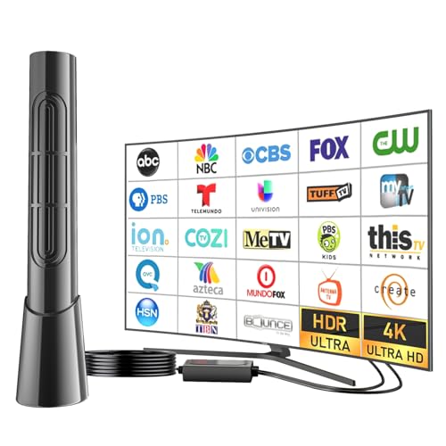 GREVA 4K Amplified HD Digital TV Antenna Indoor Long 1500 Miles Range Smart TV, Supports 4K 1080p All TV's on VHF UHF Local Channels, Equipped Signal Booster Amplifier and 16ft Coax HDTV Cable, New