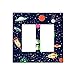 Cartoon Astronaut 2 Gang Double Rocker Light Switch Plate Covers Decorative, Funny Alien UFO Planet Rocket Wall Plate Decora Switchplate Faceplate for Kitchen Bedroom Living Room Decor