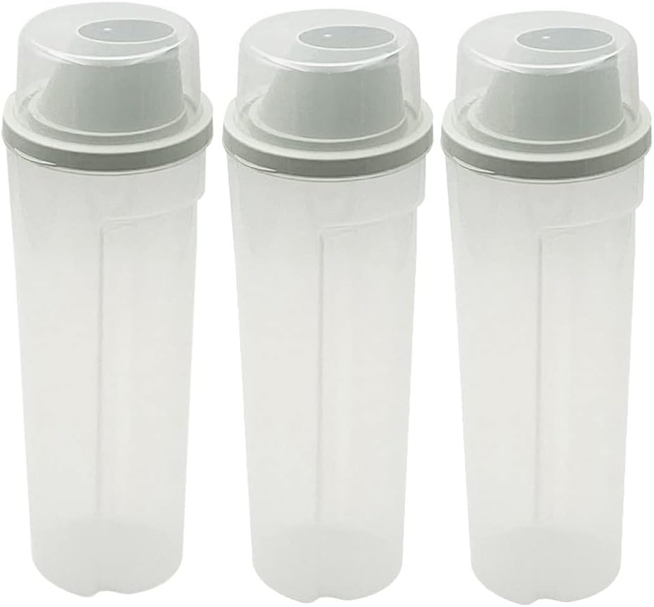 kitchen jars Plastic Storage Box Kitchen Food Grains Cereal Containers Tall Food Storage Spaghetti Noodle/Pasta Container With Scale Lid Useful Container Set (Color : 3pcs green) (Green)