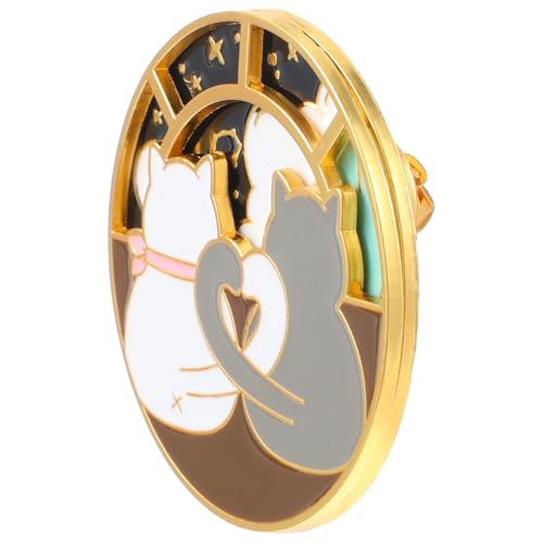 Image of Mabor Anime Cat Enamel Pin Rotatable Cute Couple Cats Alloy Metal Brooch Lapel Pins Cat Enamel Brooch Pins for Jackets Hats Decoration(1 Pcs)