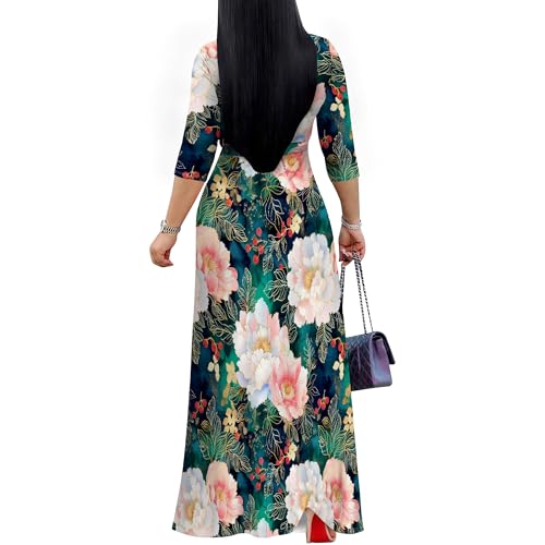 Image of PinkPatty Plus Size Maxi Dress for Women 3 /4 Sleeve Casual Long Dress
