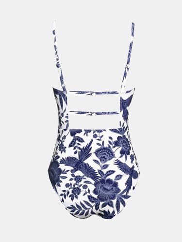 Image of CUPSHE Women Swimsuit One Piece Bathing Suit Square Neck Cutout Back Tummy Control with Adjustable Spaghetti Straps