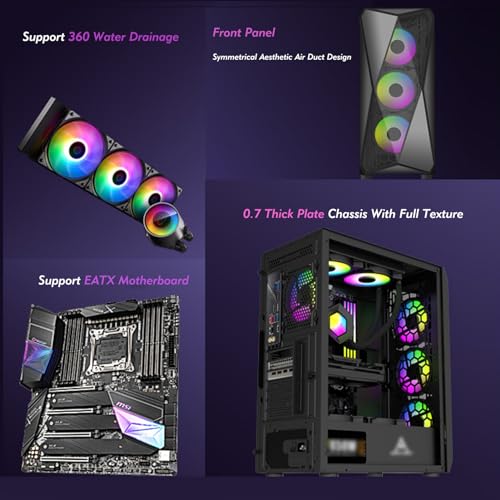 Gabinete de computadora XLTFUC Mid-Tower M-ATX/ITX con panel lateral de vidrio templado y soporte vertical para GPU, compatible con refrigeración líquida (Negro) miniatura 2