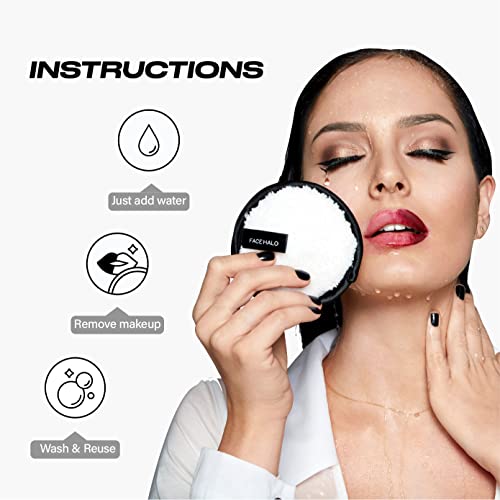 Face Halo | Reusable Makeup Remover Pads, Round Makeup Remover Pads For Heavy Makeup & Masks - Microfiber Makeup Remover Wipes For Mascara, Eye Shadow, Foundation (Original - 3 Pack) #TOP3