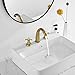 GGStudy Antique Brass 2 Handles 3 Holes Faucet Widespread Bathroom Sink Faucet Basin Tap Mixer Supply Hose Included Matching Pop Up Drain