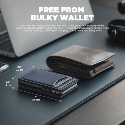 Image of VULKIT Men's Slim Wallets Pop Up Card Holder RFID Blocking Metal Wallet Minimalist Design Holds Up to 11 Cards