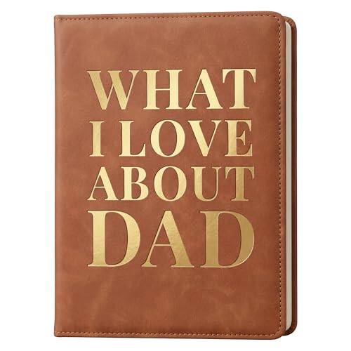YOELOVE What I Love About Dad Leather Book – A Fill-In-The-Blank Keepsake Journal Gift for Dad...