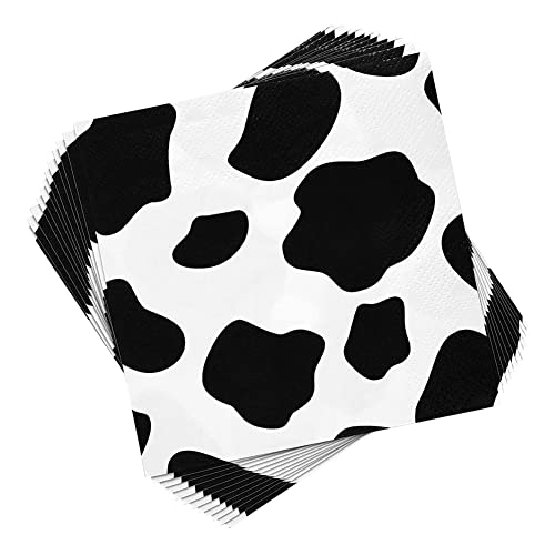 JIHUOO Lot de 40 Serviettes en Papier imprimées de Vache décoratives pour fête Occidentale -...