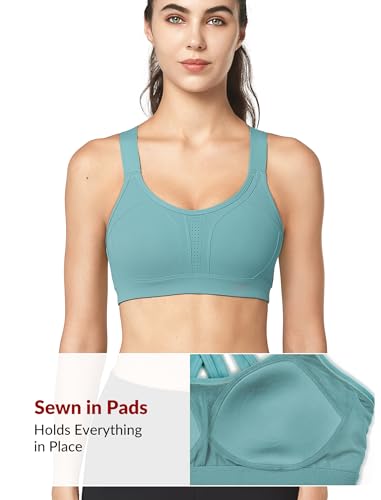 Image of Yvette Women's High Impact Sports Bra for Running | High Support, No Bounce, Large Bust, Pickleball, Gym Workout, Adjustable Straps, Crisscross Back, Wireless, Sewn in Pads