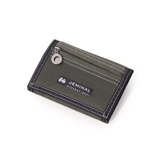 Mens Folding Wallet Canvas Small Short Change Purse Portable Multifunction Card Holder Men(Green)