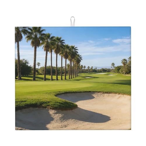 Palm Tree Golf Course Dish Drying Mat 18"x16