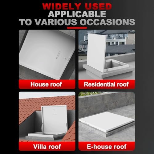 Heavy Duty Aluminum Roof Access Hatch with Hydraulic Support Rod - Secure Commercial Roof Door for Home & Industry (29.5x29.5in) - Durable and Reliable Access Solution