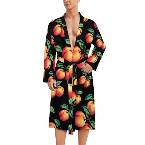 Albornoz de baño para hombre ropa de dormir ligera de manga larga y tacto suave Peach Fruit