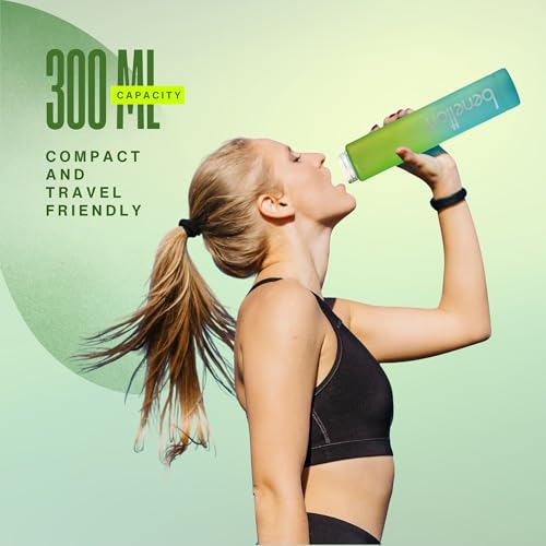 Image of United Colors of Benetton 3-in-1 Water Bottle Set, 2000ML + 750 ML + 300 ML Assorted Bottles, Leakproof Reusable Drinking Bottles with Multi-Lid Options, Durable Sports /Gym /Travel Bottle (Yellow-Blue)